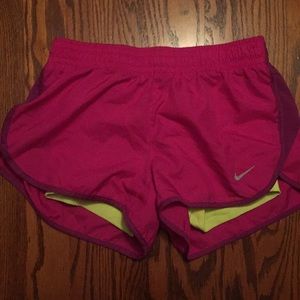 Pink shorts with neon compression insert- Nike